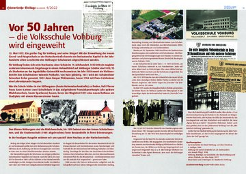 Historische Beilage 05-2022 - Vor 50 Jahren - die Volksschule Vohburg wird eingeweiht